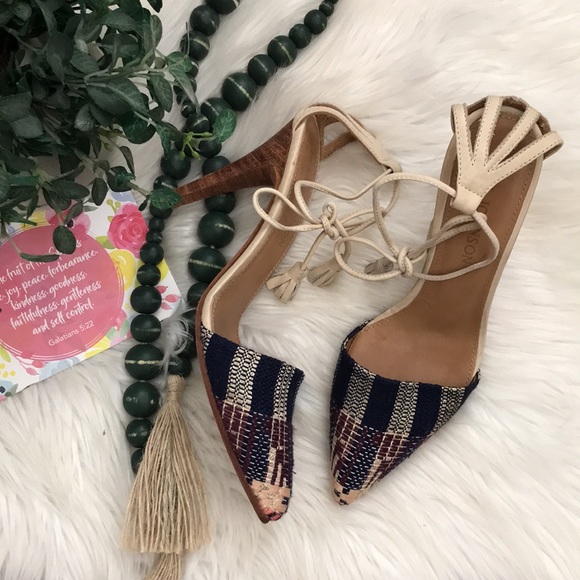 Ulla Johnson Tweed Leather Tassel Heel Sandals 37 - Picture 3 of 11